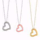 Anhänger Offenes Herz Halskette Gedreht Seilkette Weiße Rose Gelb Echt 14K Gold