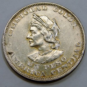 El Salvador - 1908 C.A.M. - Silver Peso - KM# 115.1