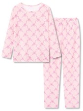 Tebbis Pink Bow Plaid Pajamas for Girls Soft Long 16, Long Sleeves