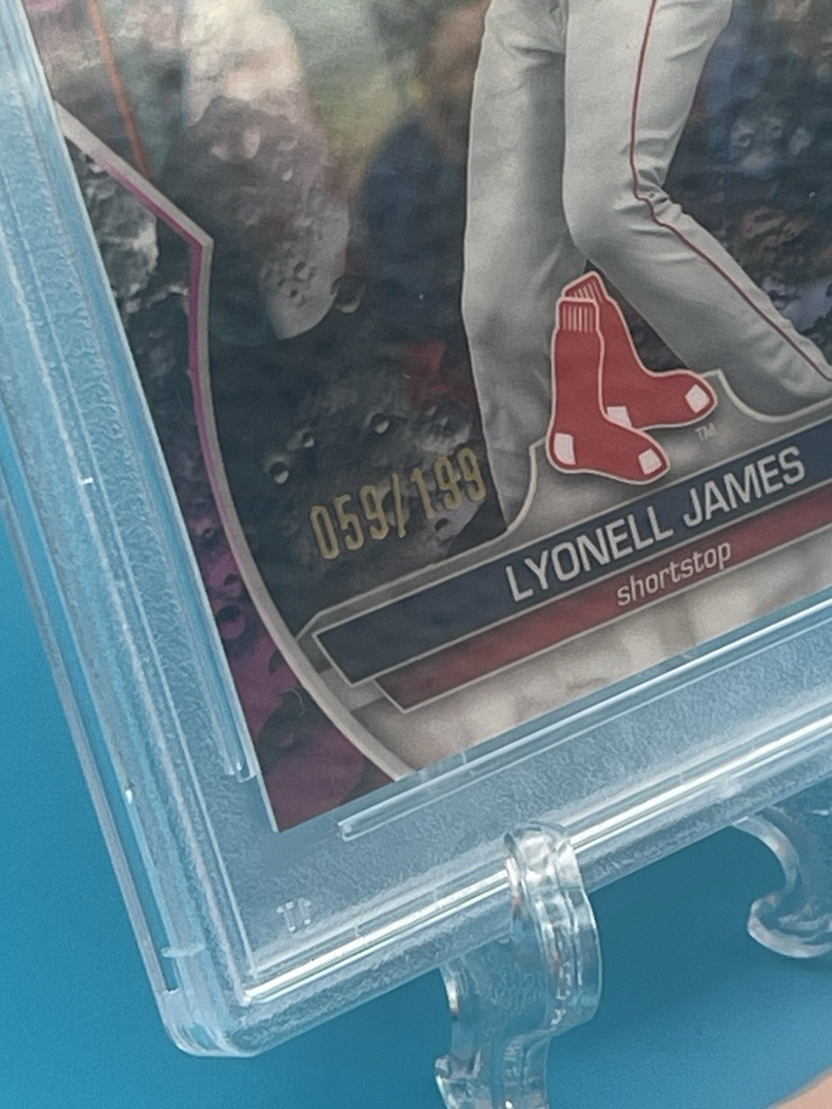 2023 Bowman Chrome Prospect 1st Lyonell James #BCP118 Fuchsia Crater /199 PSA 10 view 3