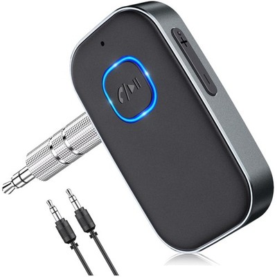3.5mm AUX Bluetooth Car Adapter - Dark Gray, 16H Battery