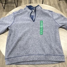 Greg Norman Men's XL Blue White Marl Knit 1/4 Zip Mock Neck Pullover Sweater