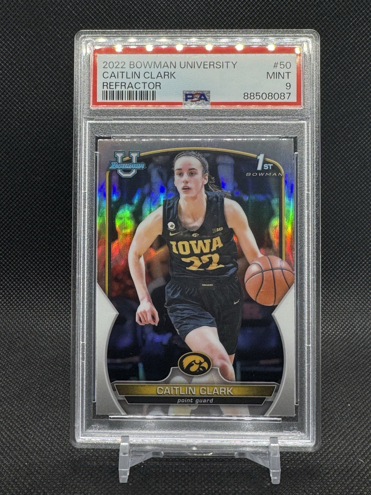 2022 Bowman University Caitlin Clark 1st Bowman Refractor PSA 9 Fever Iowa