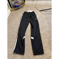 Adidas Youth Boys Track Pants Black White Stripe Size M 10/12 Athletic Pants