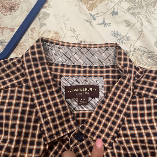 Johnston & Murphy Men's XXL Printed Cotton Button-Up Shirt – Flip Cuff - Classic - Picture 11 of 12