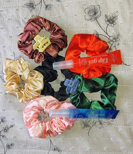 Multicolor Satin Scrunchie Hair Ties with Mini Claw Clips Set, 3 in