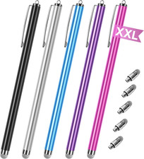 Stylus Pens for Touch Screens 5 Pack Long Pen Body Fiber Mesh Tips High Sensit