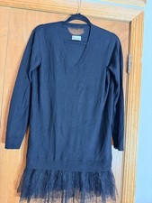 Red Valentino Cashmere Blend Sweater Dress With Tulę Hem