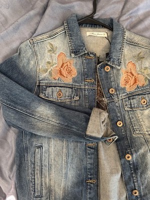 Mavi Jeans Katy Embroidered Floral Denim Jacket Blue Women's Size S