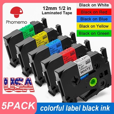 TZ-231 TZe-231 PT-D210 5Pk Replace Label Maker Tape 12mm for Brother P-Touch