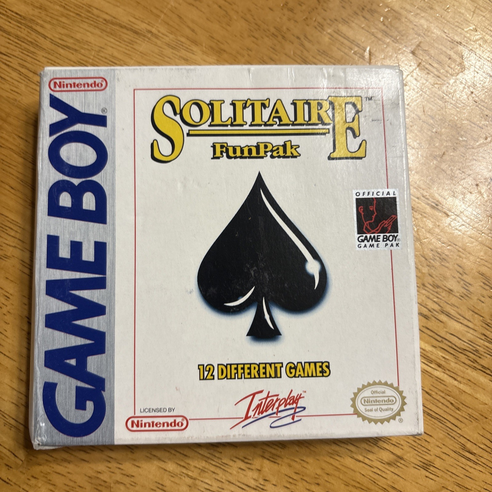 Solitaire FunPak Nintendo Game Boy Authentic Cib W/ Reg Card Vintage Gameboy Gb