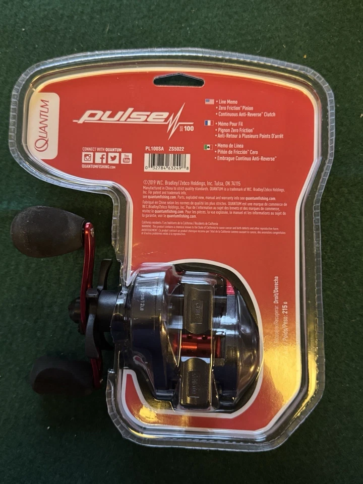 Carrete Quantum Pulse Baitcasting PL100SA pesca mano derecha 6.6:1 nuevo Foto 2 de 2