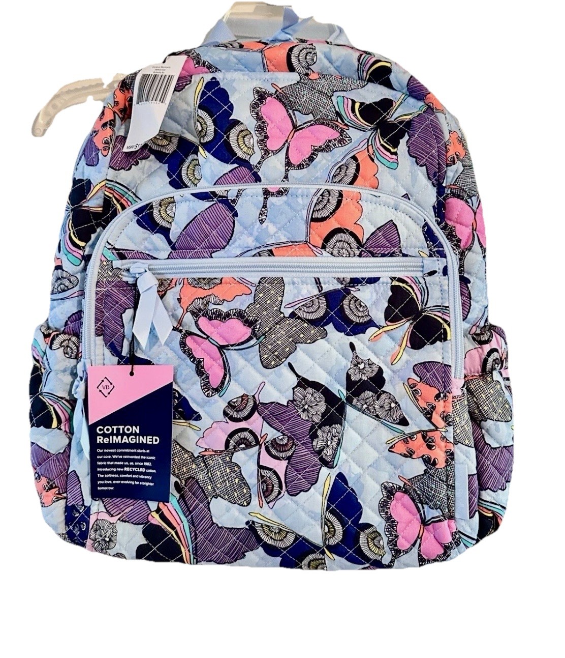 Vera Bradley Quilted Campus Butterfly Backpack (Light Blue/P