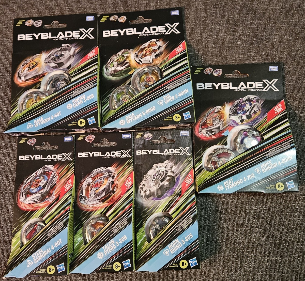 Beyblade X Lot 6 Hasbro Bundle Gale Wyvern Beat Tyranno Sword Dran