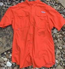 Columbia Men's PFG Blood and Guts Short Sleeve Shirt. Bright Poppy. LT