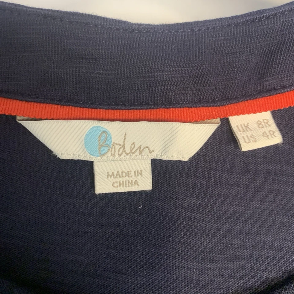 Boden Dress Womens 4R Casual Preppy Classic 3/4 Sleeves 100% Cotton Navy Pockets - Image 4 of 4