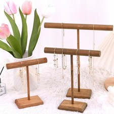 Wooden Jewelry Display Stand T-Bar Bracelet Watch Holder Organizer Rack