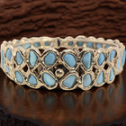 ESTATE STERLING SILVER GOLD OVER TURQUOISE 6.75" HINGED BANGLE BRACELET #7943 — photo 2