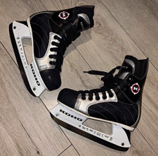 KOHO Ice Hockey Skates UK 3-4 Black/White Stiff Flex Lace Pair