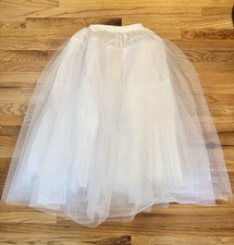 White 4 Later Crinoline Petticoat Elastic Waist Tie Up Midi/Maxi One Size