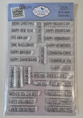 Elizabeth Craft Designs Clear Stamp Set - All Occasions Sentiments, CS329