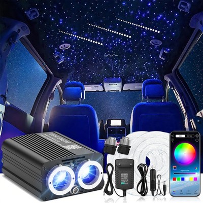 1200 Auto Lichtfaser LED RGBW Sternenhimmel Glasfaser Optik Licht Meteor APP