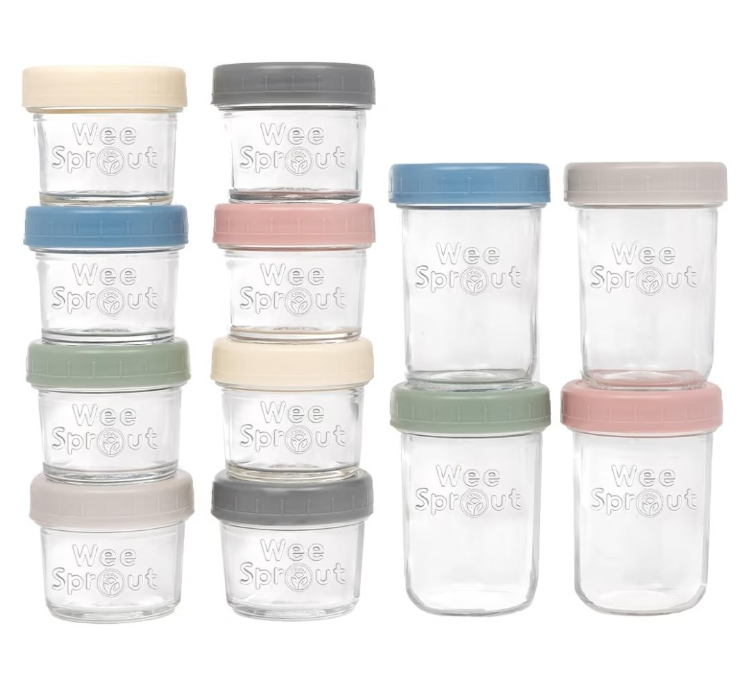 WeeSprout Glass Baby Food Jars 12 Pack Set
