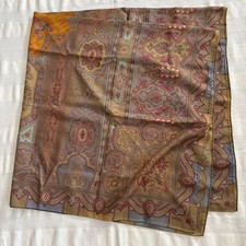 ETRO Scarf Shawl Wool  Silk Paisley Pattern Made in Italy Silk 130cm