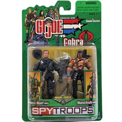 CROSS HAIR NUNCHUK FIGURES G.I. JOE 2003 NIGHT FORCE SPY TROOPS HASBRO GI COBRA