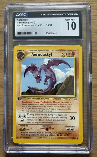 Aerodactyl (1st Edition) graded CGC 10 for sale on eBay
