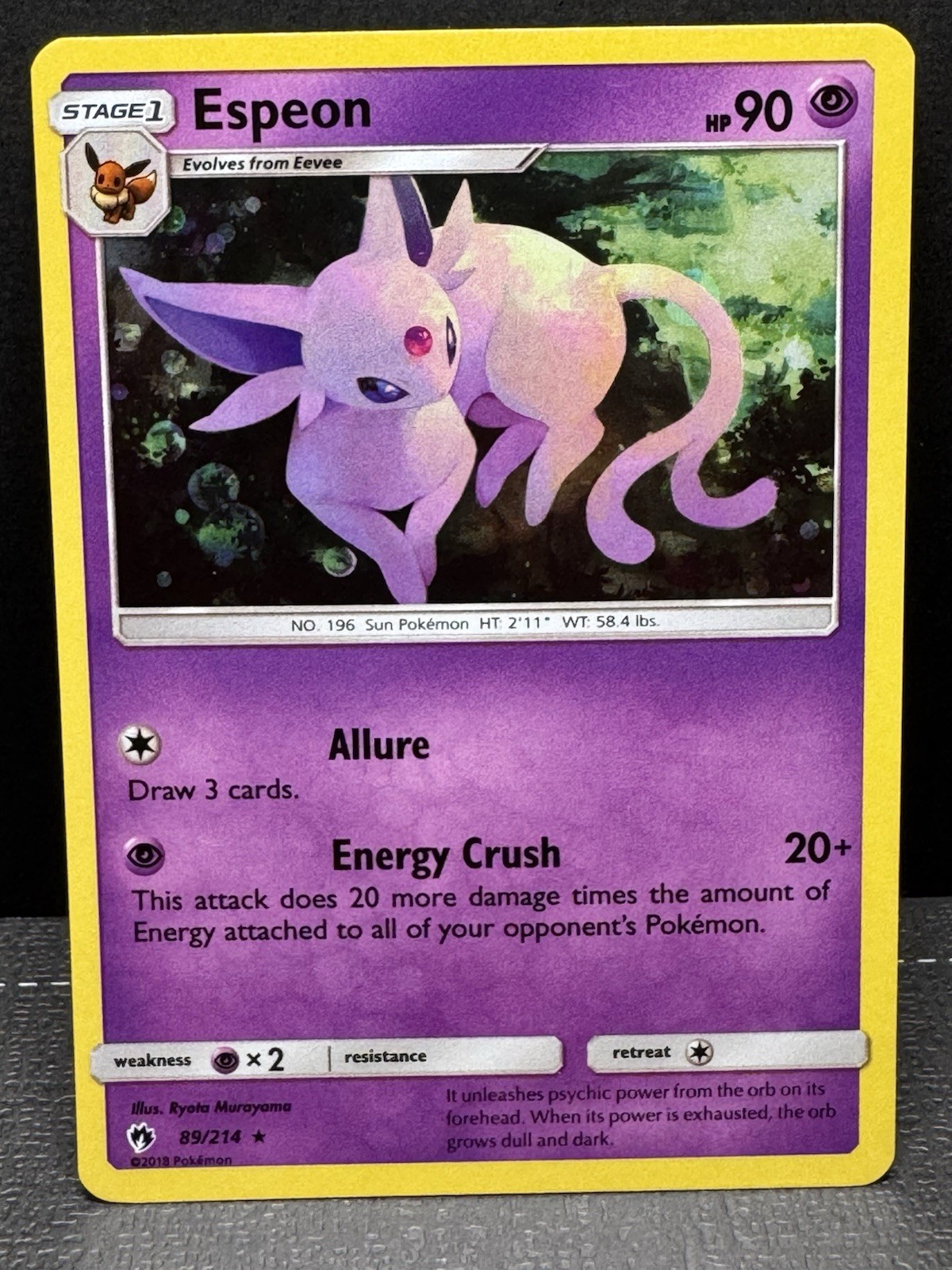 Espeon - 89/214 - Pokemon Lost Thunder Sun & Moon Cosmos Holo Rare Card