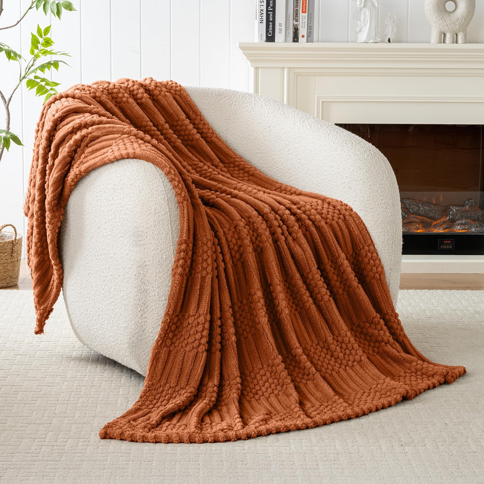 50x70 Inch Rust Throw Blanket - Soft & Fluffy Fleece, XL Throw(50x70), 