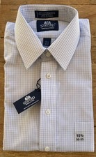Stafford Blue Check Dress Shirt Wrinkle Free Long Sleeve - Size 15.5 32/33 NEW