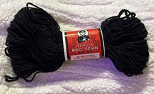 Vintage Aunt Lydia  s Heavy Rug Yarn 70 Yd Skein Polyester 235A/825 Black