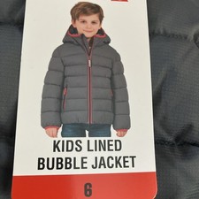 Gerry Kids Lined Bubble Puffer Jacket Gray Hooded Size 6