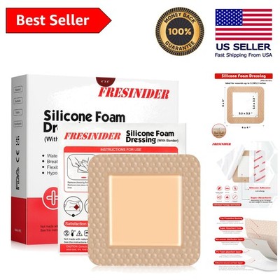 Advanced Silicone Foam Dressing 4x4 - Self-Adhesive Waterproof Bandages, 10 Pack