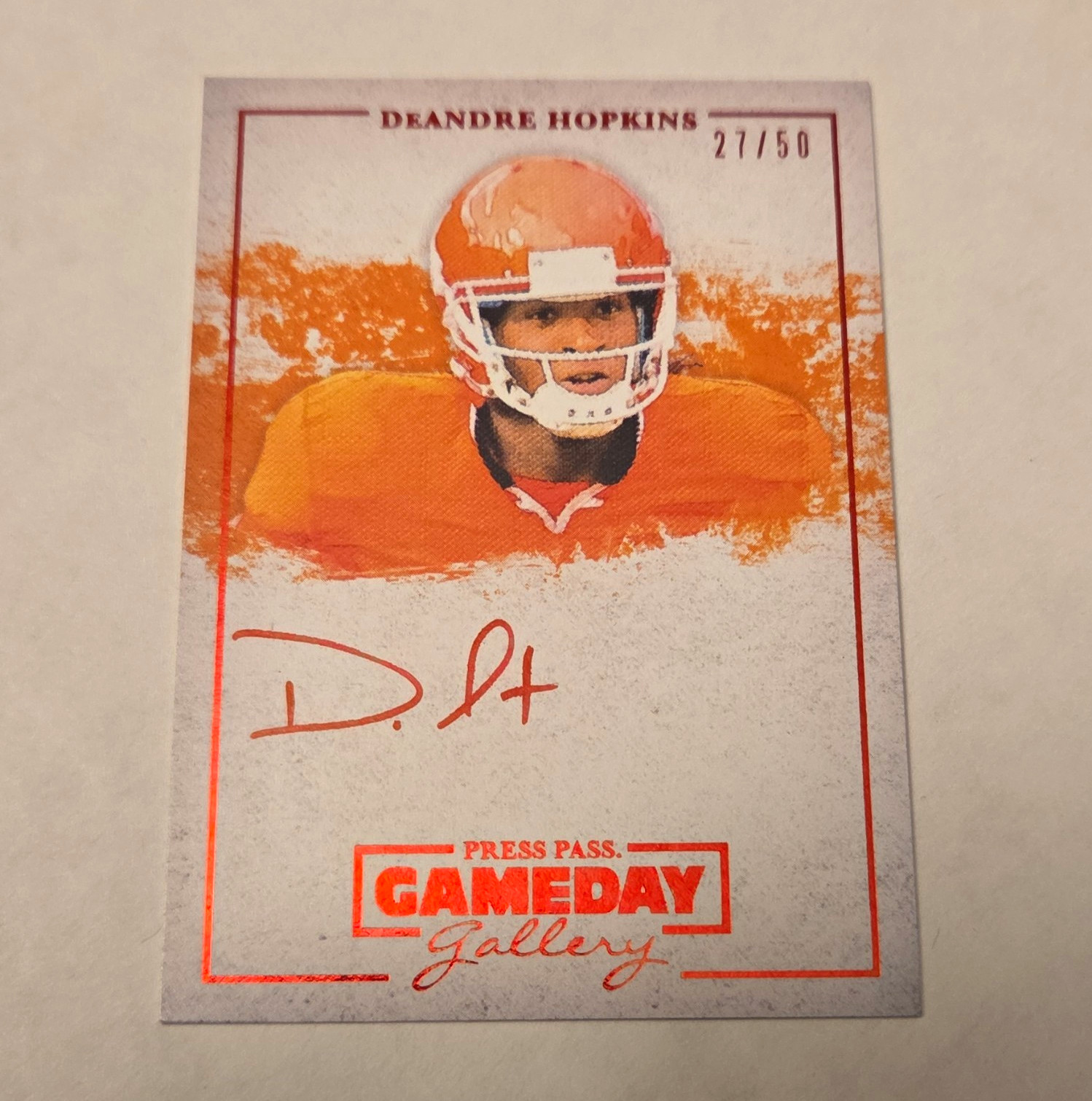 Press Pass 2013 Gameday Gallery Red Red Ink DeAndre Hopkins Auto RC #GG-DH 27/50