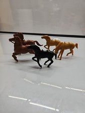 Vintage Plastic Toy Horses Lot - Western Cowboy Playset Figures 5pcs