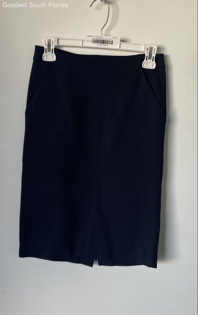 A New Day Womens Blue Back Zip Pockets Slit Straight & Pencil Skirt Size 4