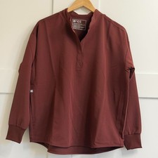 Figs Rafaela Oversized Longsleeve Scrub Top in Walnut, Size Small
