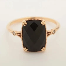 aget black chalcedony diamond Ring K10(YG) 1.7g 0.01
