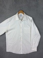 Brooks Brothers Shirt Mens 17 34/35 White Regular Fit Non-Iron Stretch Dress Men
