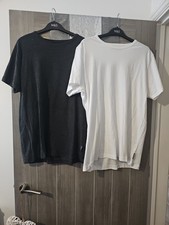 Mens French Connection Crew Neck Dark Grey & White Short Sleeve T-shirt Size XL