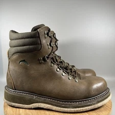 Simms Freestone Boots Mens 10 Brown Leather Fly Fishing Felt Sole Wading Boots