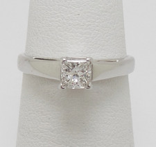 1/3CT Natural Princess Diamond Solitaire Engagement Wedding Ring 14K White Gold