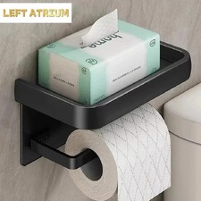 Toilet Paper Roll Holder Wall-Mounted With Mobile Phone Storage Bathroom Shelf
