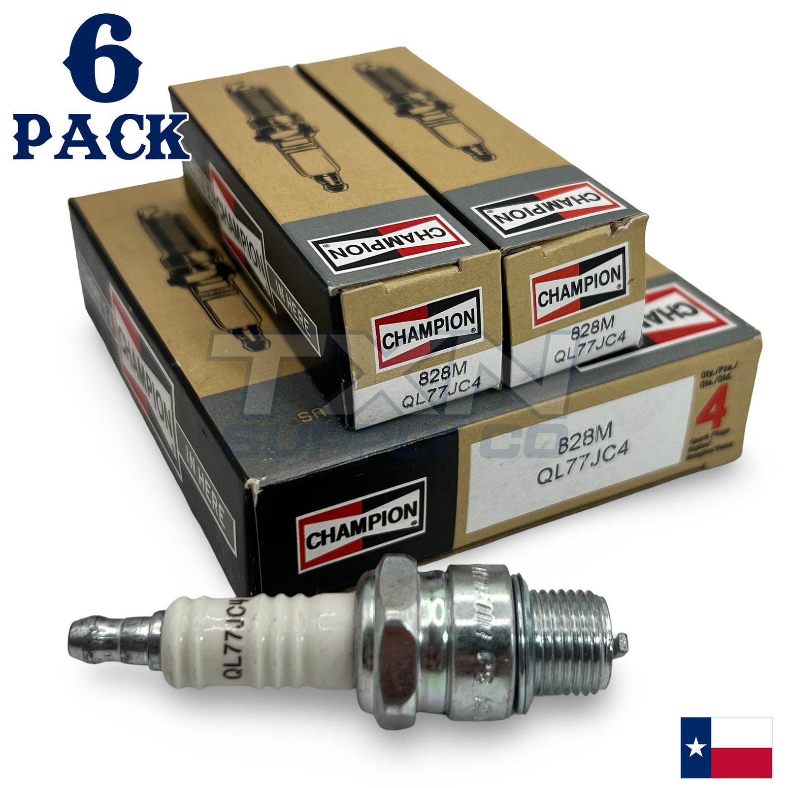 Champion 828M Marine Spark Plug QL77JC4 - 6 Pack