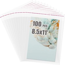 Self-Sealing Clear Bags 100 Pack for 8.5x11 Mats, 8.67x11.02 Resealable