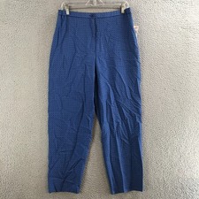 Talbots Pants Women 6P Petites Pure Silk Straight Casual Career Pattern Blue NEW