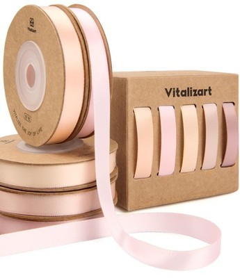 Satin Ribbon Double Face 3/8 Inch x 50 Yards Flower Bouquet Gift Wrap Pink